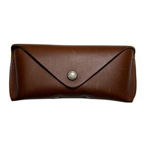 Portland Leather Goods Distressed Leather Sunglasses Case Snap Closure Brown